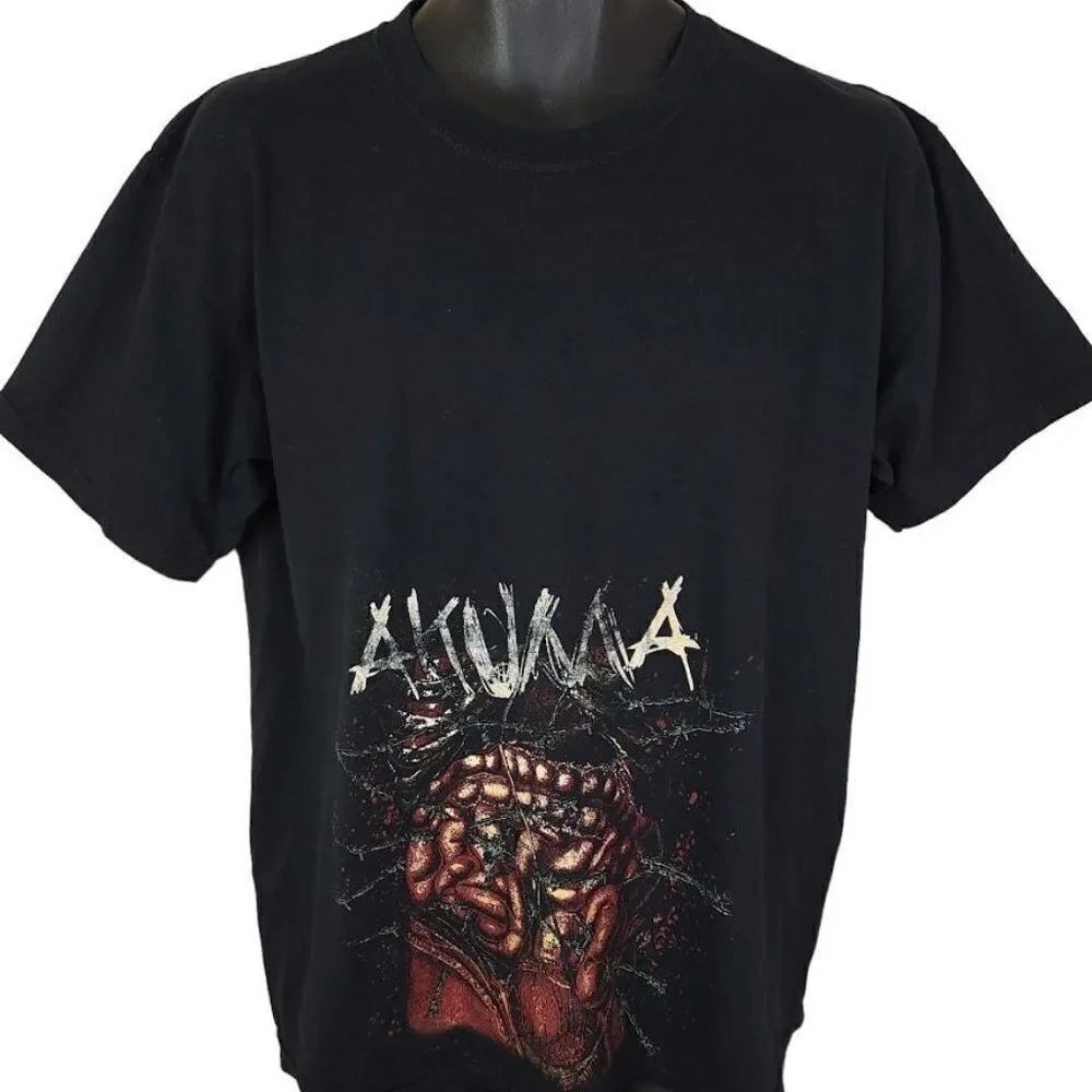 Akuma Band T Shirt Vintage Y2K Punk Metal Music Skeleton Ribcage Mens Size Large